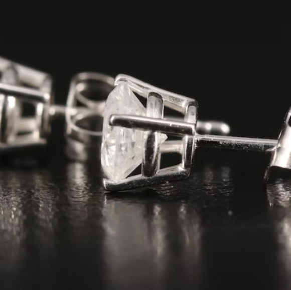 1.02ctw Solitaire Diamond Earrings 14K - Picture 4 of 6